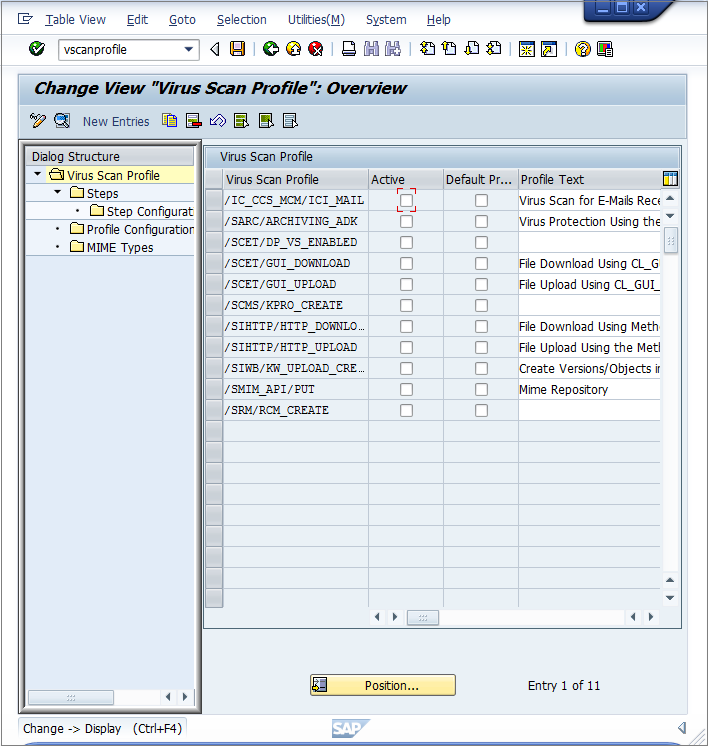 SAP VSCAN profile