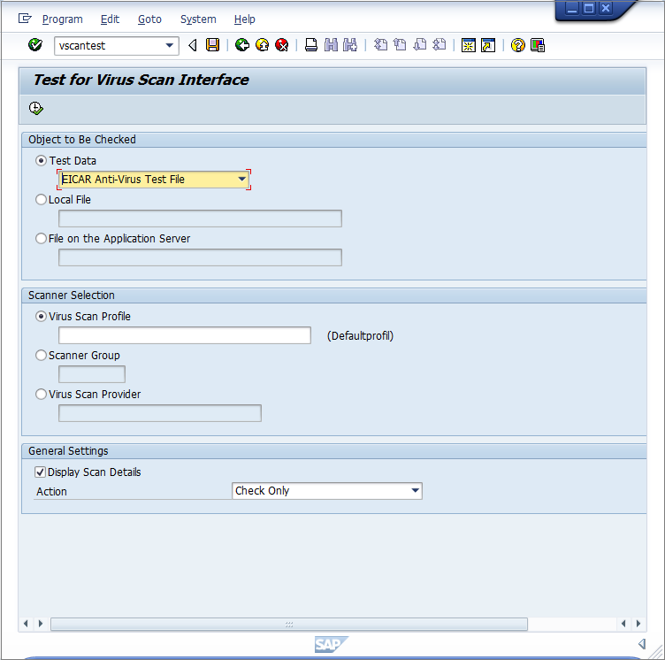 SAP test VSCAN