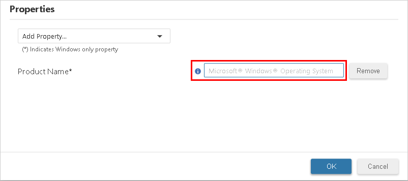 Property value field in the Properties window