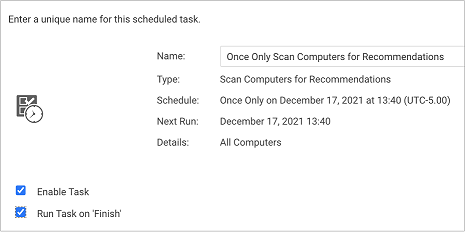 Recommendation scan scheduled task