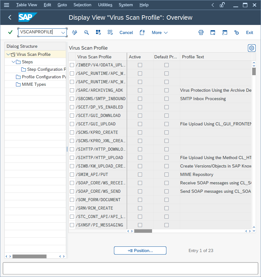 SAP VSCANプロファイル